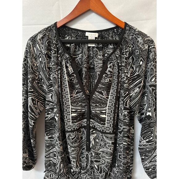 Cache M Knee Length Black and White Patterned Dress - Picture 1 of 5